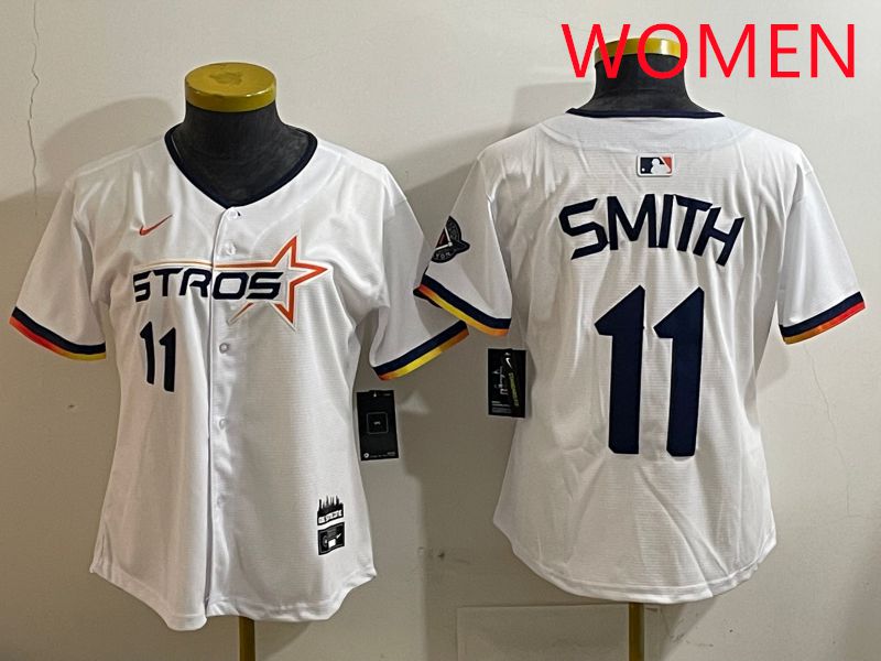 Women Houston Astros #11 Smith White three generations Joint Name Nike 2025 MLB Jersey style 4->women mlb jersey->Women Jersey